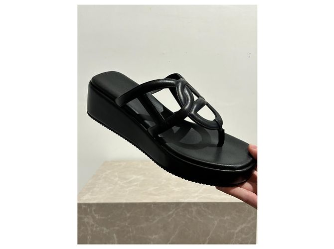 Chaîne d'ancre Hermès HERMES Sandals T.EU 37 Leather Black - view 8