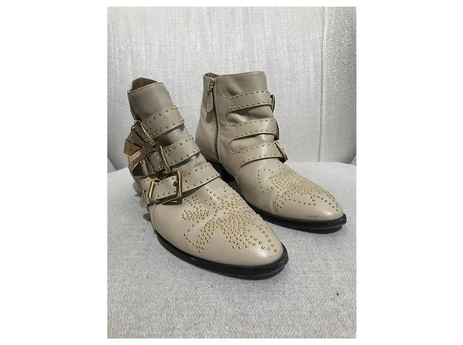 Chloé Botines CHLOE T.EU 37.5 Cuero Beige - vista 3