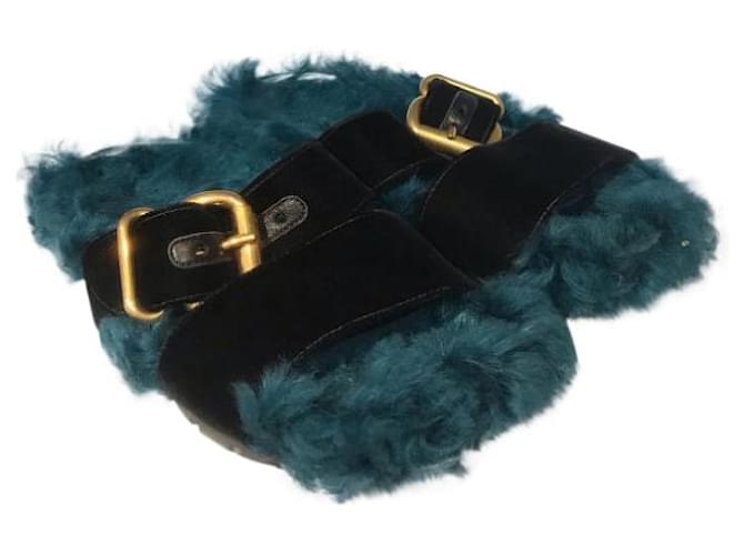PRADA Mules e zoccoli T.EU 36 Pelliccia Blu - vista 9