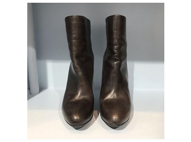 Botines LANVIN T.EU 37.5 Cuero Castaño - vista 3