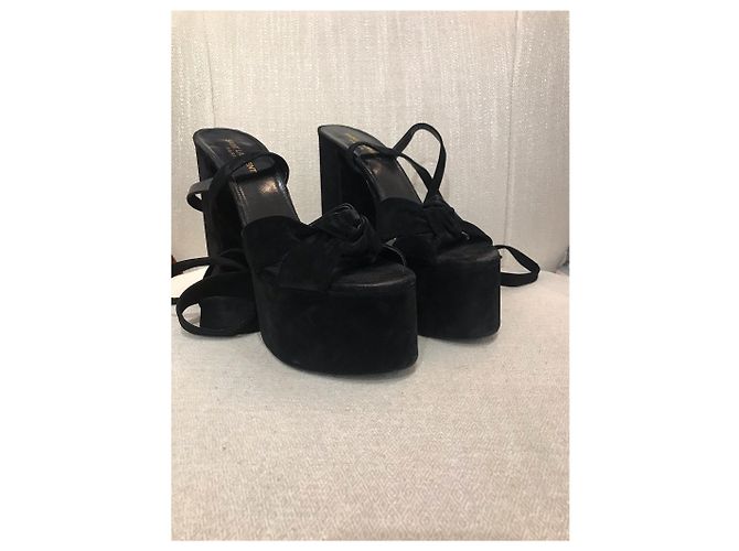 Sandali SAINT LAURENT T.EU 39.5 Camoscio Nero - vista 5