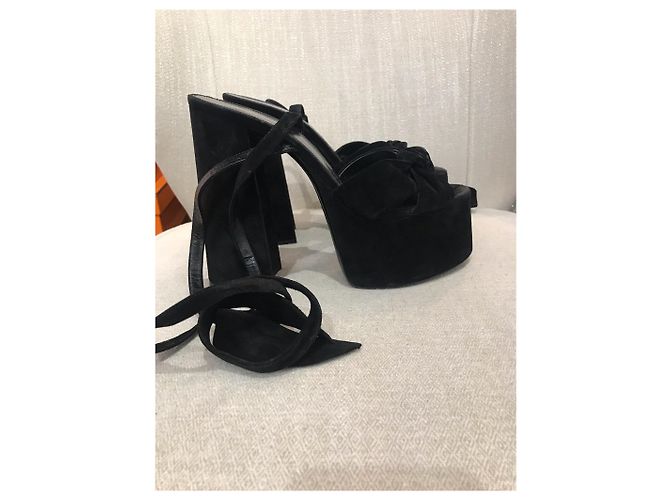 Sandali SAINT LAURENT T.EU 39.5 Camoscio Nero - vista 6