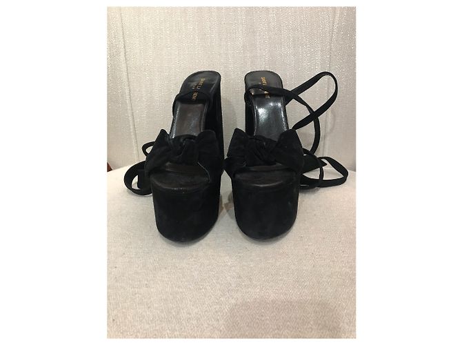 Sandali SAINT LAURENT T.EU 39.5 Camoscio Nero - vista 7