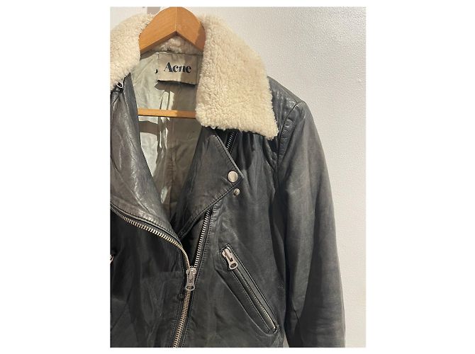 ACNE STUDIOS Jacke T.FR 38 Leder Schwarz - Ansicht 2