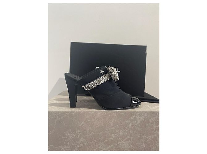 CHANEL Sandalen T.EU 38.5 Stoff Schwarz - Ansicht 10