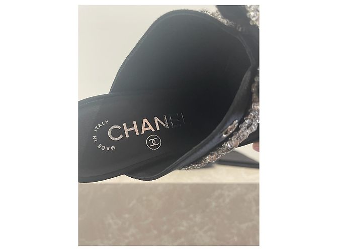 CHANEL Sandalen T.EU 38.5 Stoff Schwarz - Ansicht 11