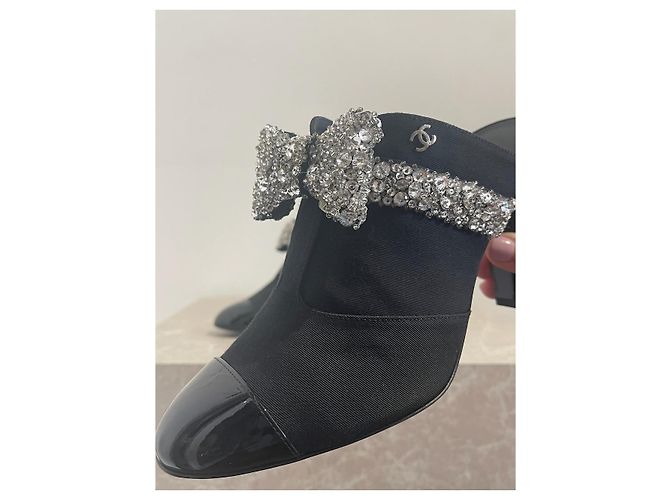 CHANEL Sandalen T.EU 38.5 Stoff Schwarz - Ansicht 4