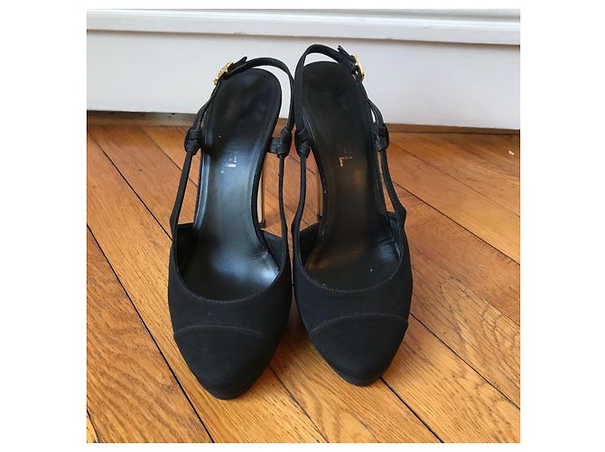 Tacchi CHANEL T.EU 37.5 Tessuto Nero - vista 2