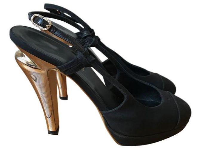 Tacchi CHANEL T.EU 37.5 Tessuto Nero - vista 7