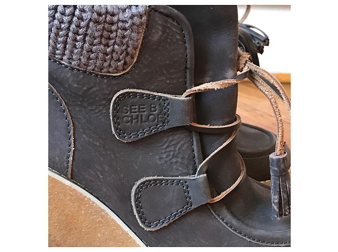 Chloé CHLOE Botines T.EU 37.5 Cuero Gris - vista 2