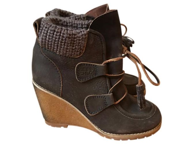 Chloé CHLOE Botines T.EU 37.5 Cuero Gris - vista 7