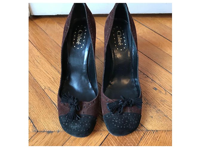 Chloé CHLOE Tacchi T.EU 37.5 Camoscio Marrone - vista 2