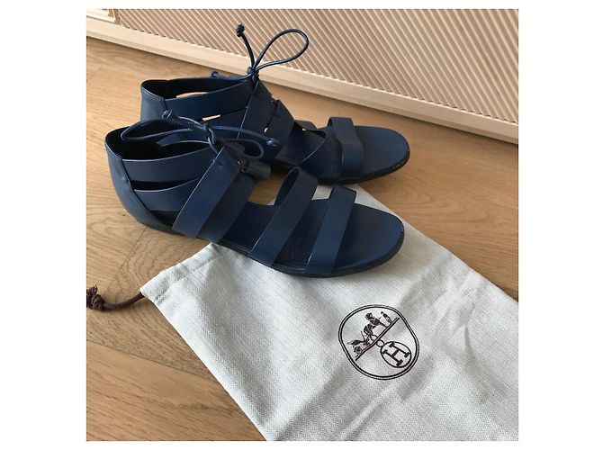 Hermès Sandali HERMES T.EU 40.5 Pelle Blu - vista 6