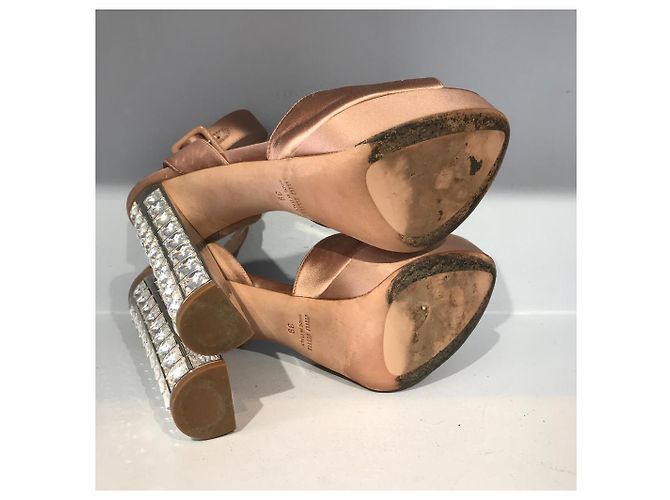 Sandali MIU MIU T.EU 39 Tessuto Beige - vista 3