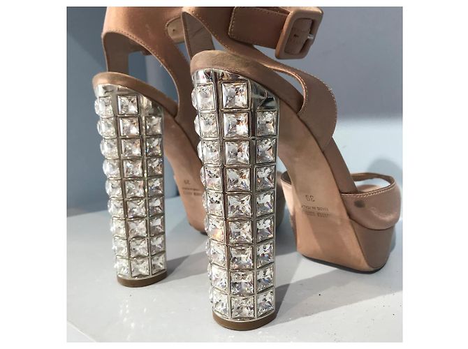 Sandali MIU MIU T.EU 39 Tessuto Beige - vista 4