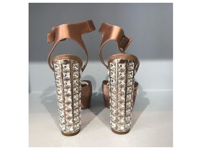 Sandali MIU MIU T.EU 39 Tessuto Beige - vista 7