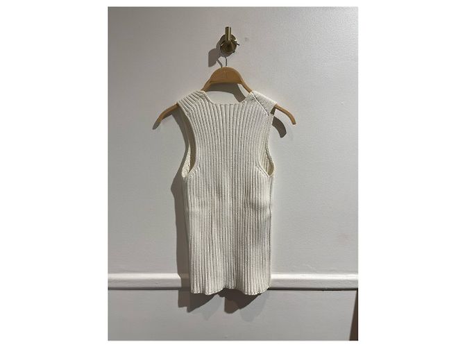 CHANEL Tops T.FR 40 Algodón Blanco - vista 2