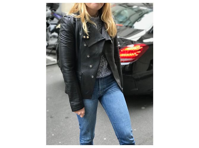 BALENCIAGA Jacken T.FR 40 Leder Schwarz - Ansicht 2