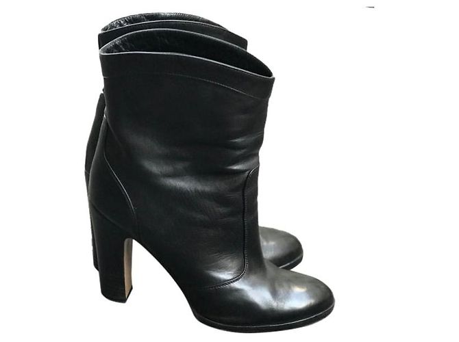 Botines GIANVITO ROSSI T.EU 37.5 Cuero Negro - vista 7