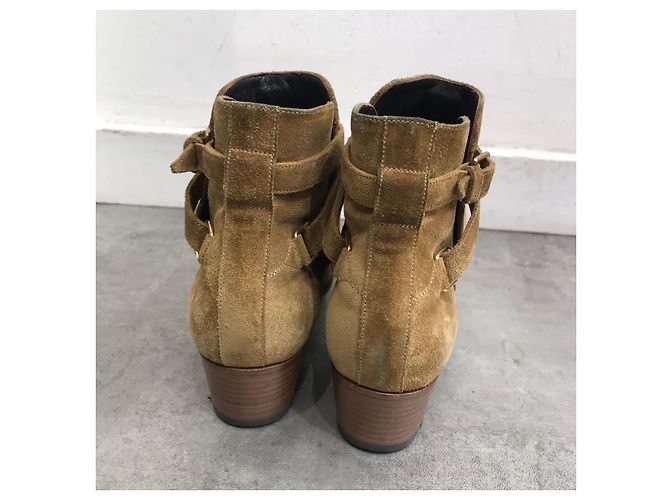 SAINT LAURENT Stivaletti T.EU 36.5 Camoscio Cammello - vista 4