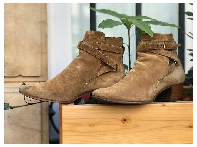 SAINT LAURENT Stivaletti T.EU 36.5 Camoscio Cammello - vista 8