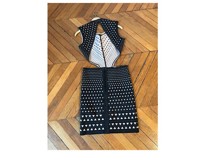 HERVE LEGER Kleid T.International M Viskose Schwarz - Ansicht 4