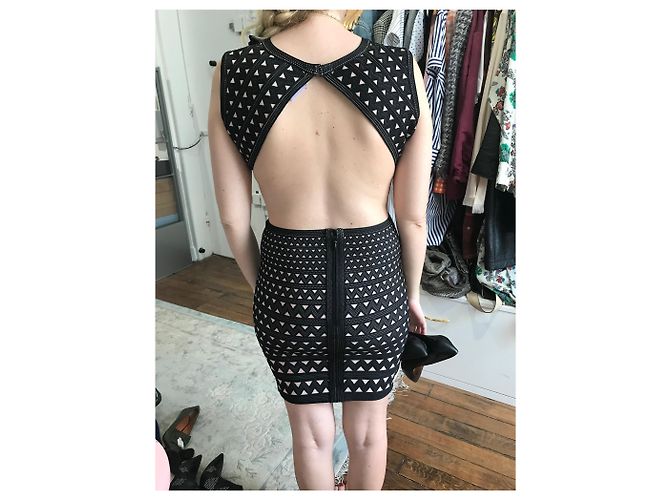 HERVE LEGER Kleid T.International M Viskose Schwarz - Ansicht 7