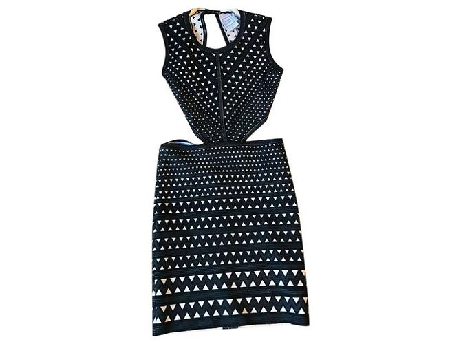 HERVE LEGER Kleid T.International M Viskose Schwarz - Ansicht 8