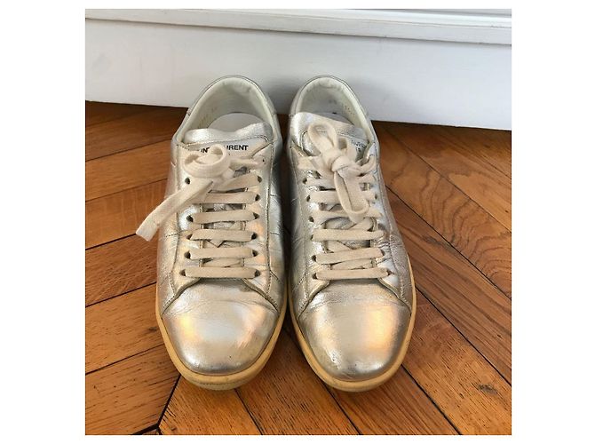 Sneakers SAINT LAURENT T.EU 36 Pelle Argento - vista 2