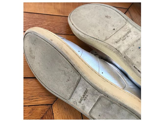 Sneakers SAINT LAURENT T.EU 36 Pelle Argento - vista 5