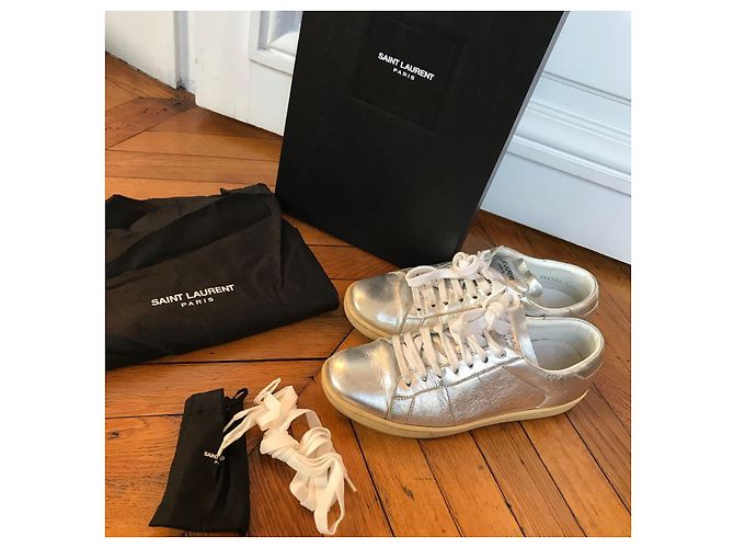Sneakers SAINT LAURENT T.EU 36 Pelle Argento - vista 7