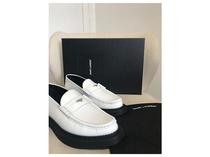 SAINT LAURENT Mules e zoccoli T.EU 41 Pelle Bianco - vista 9
