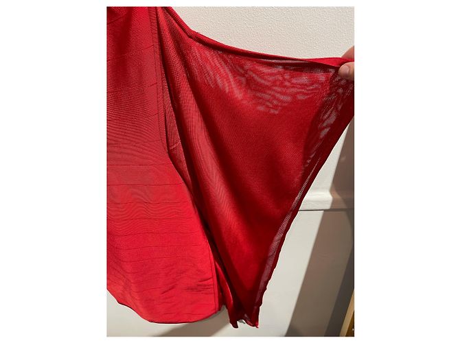 HERVE LEGER Kleid T.International S Viskose Rot - Ansicht 2