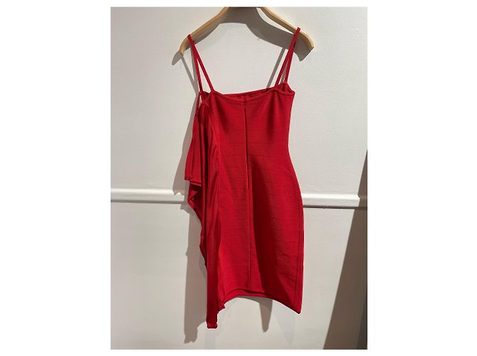 HERVE LEGER Kleid T.International S Viskose Rot - Ansicht 3