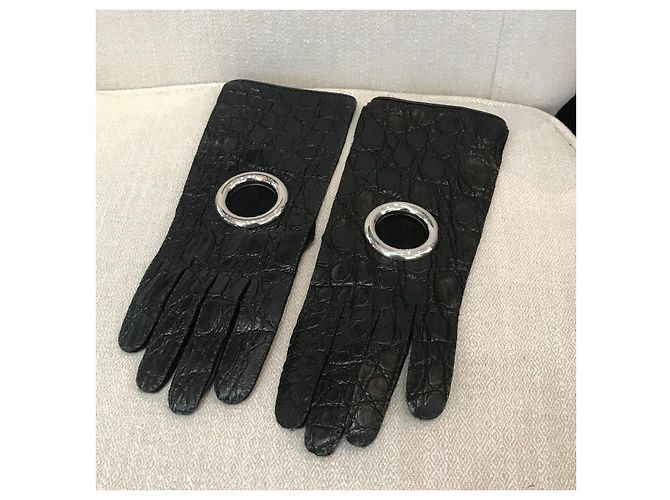 BALENCIAGA Handschuhe T.Zoll 7 Leder Schwarz - Ansicht 2