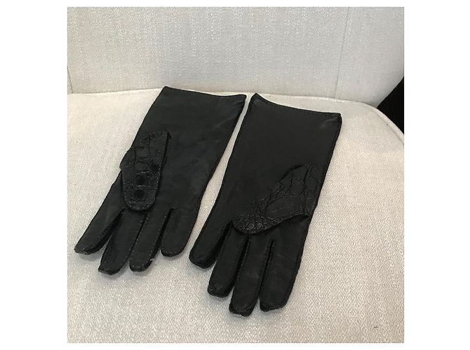 BALENCIAGA Handschuhe T.Zoll 7 Leder Schwarz - Ansicht 3
