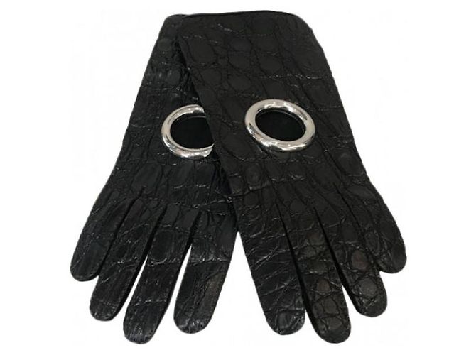 BALENCIAGA Handschuhe T.Zoll 7 Leder Schwarz - Ansicht 9