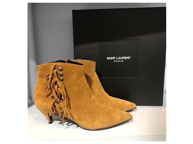 SAINT LAURENT Stivaletti T.EU 36.5 Camoscio Cammello - vista 6