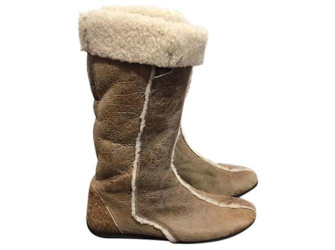 Botas PRADA T.EU 37 Cuero Beige - vista 9