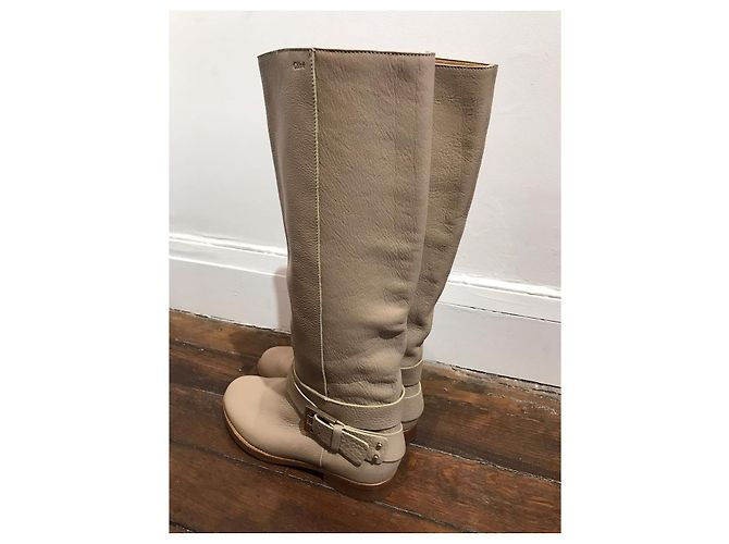 Chloé Botas CHLOE T.EU 36 Cuero Beige - vista 5