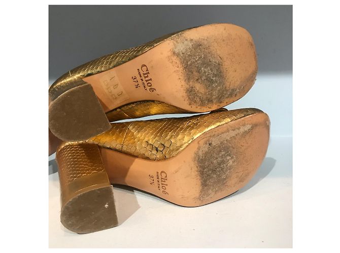 Chloé CHLOE Tacchi T.EU 37.5 Pelli esotiche D'oro - vista 5
