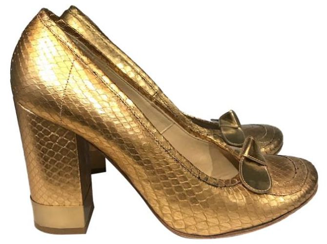 Chloé CHLOE Tacchi T.EU 37.5 Pelli esotiche D'oro - vista 7
