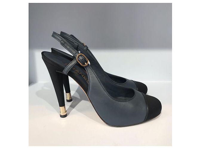 CHANEL Absätze T.EU 39.5 Leder Blau - Ansicht 2