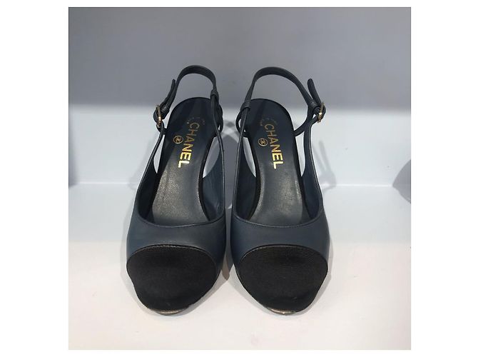 CHANEL Absätze T.EU 39.5 Leder Blau - Ansicht 3