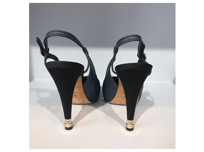 CHANEL Absätze T.EU 39.5 Leder Blau - Ansicht 4