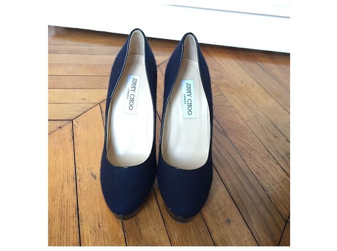 JIMMY CHOO Tacchi T.EU 36.5 Tessuto Blu navy - vista 3