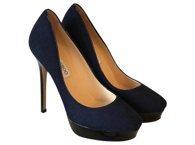 JIMMY CHOO Tacchi T.EU 36.5 Tessuto Blu navy - vista 7