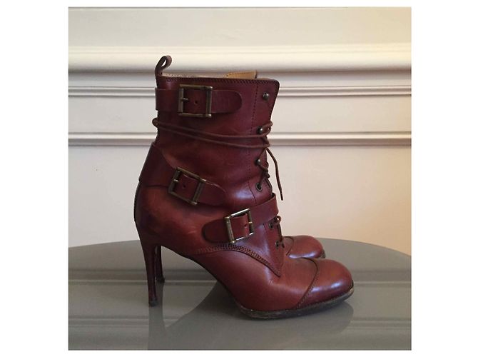 DOLCE & GABBANA Botas de tobillo T.EU 39 Cuero Castaño - vista 2