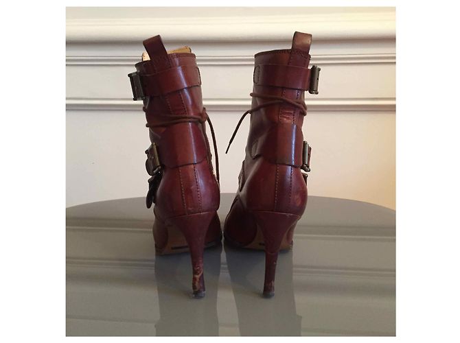 DOLCE & GABBANA Botas de tobillo T.EU 39 Cuero Castaño - vista 4