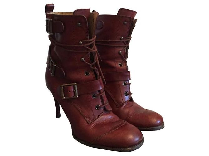 DOLCE & GABBANA Botas de tobillo T.EU 39 Cuero Castaño - vista 7
